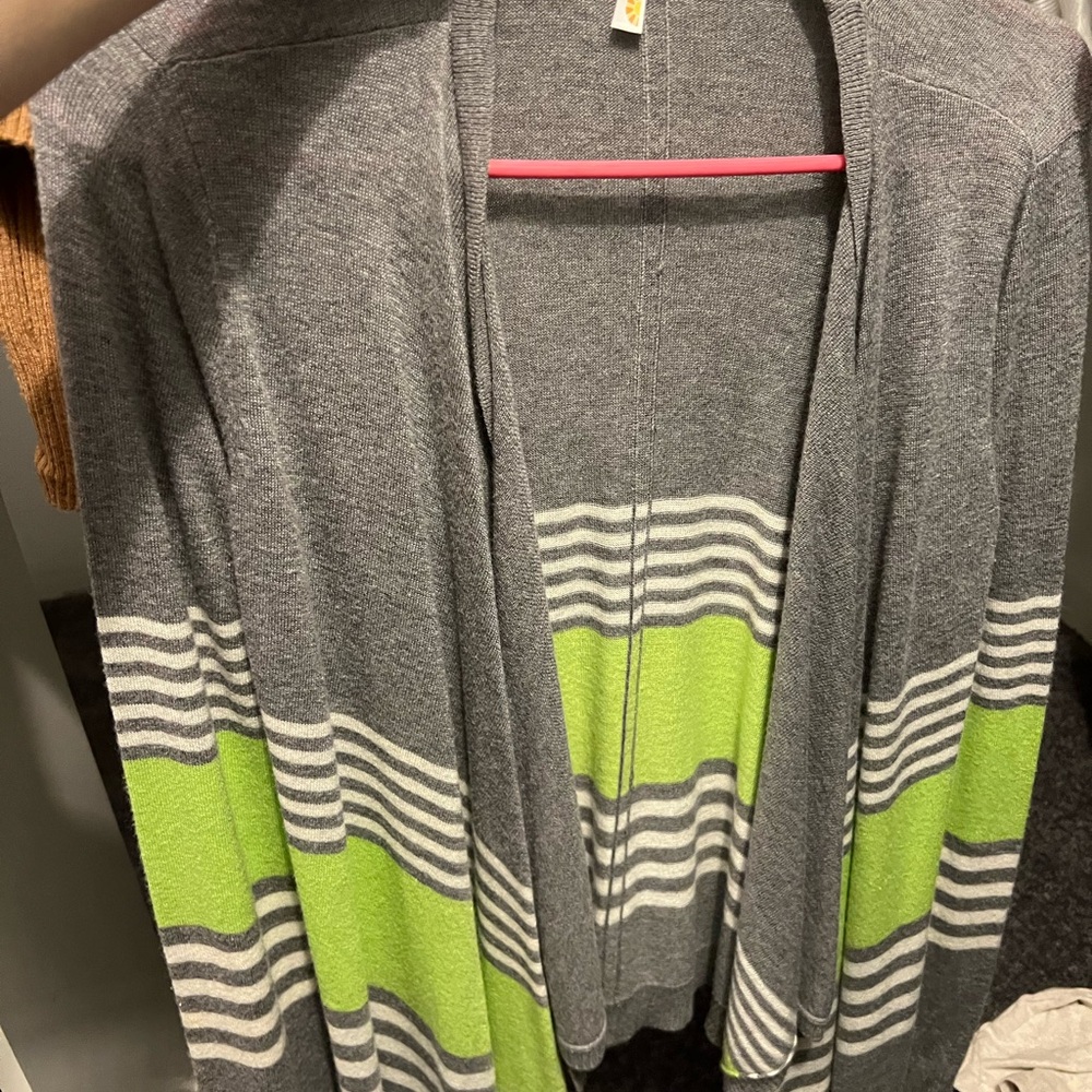 C&C California Gray and Green Cardigan Sweater